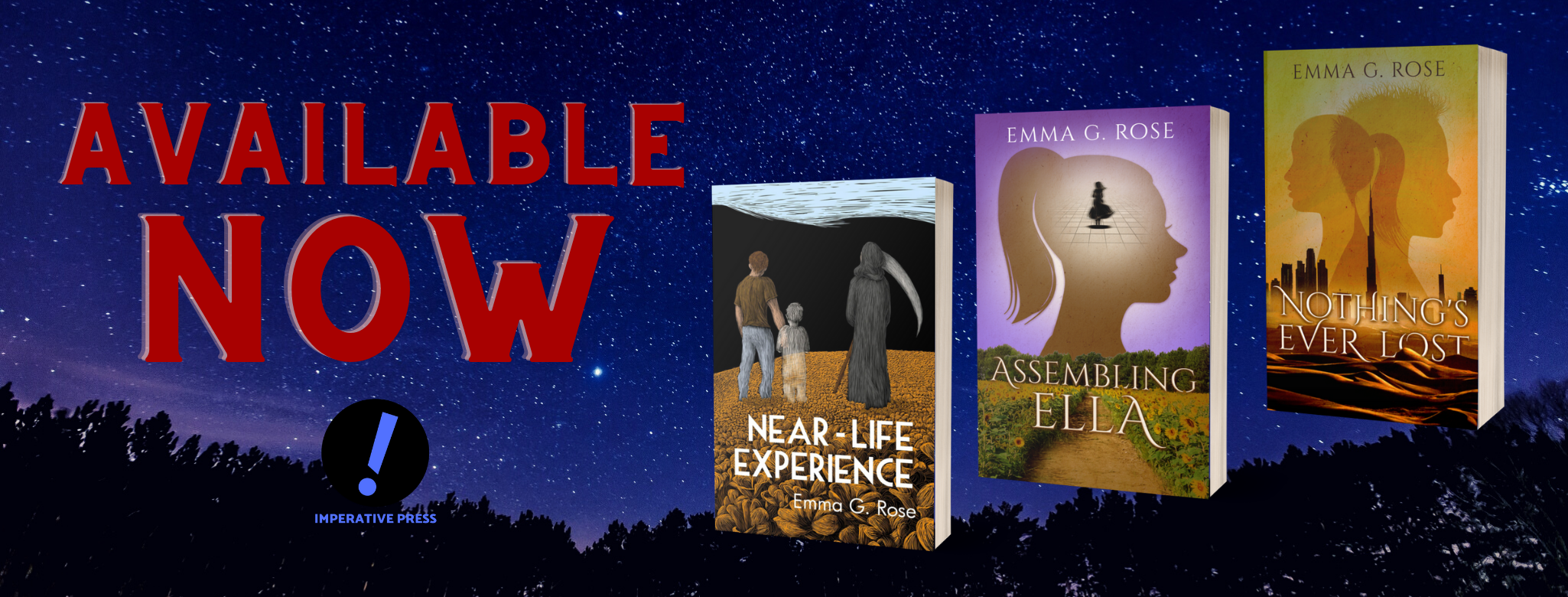 Emma G Rose has three books available now: Nothing's Ever Lost, Near-Life Experience, and Assembling Ella. You get a 20% bulk discount when you book an author visit.