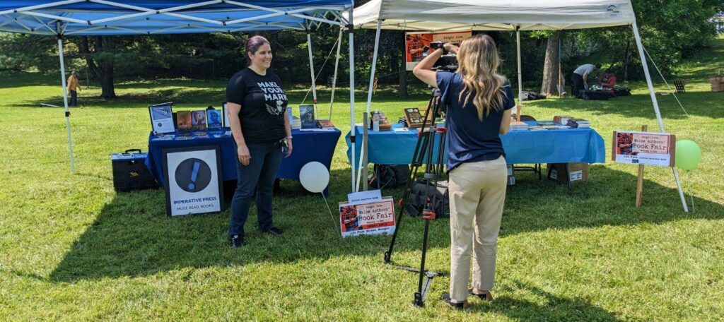 Emma G Rose is interviewed by ABC 7 - Fox 22 News reporter Grace Blanchard